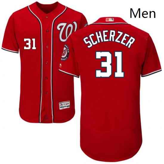 Mens Majestic Washington Nationals 31 Max Scherzer Red Alternate Flex Base Authentic Collection MLB Jersey